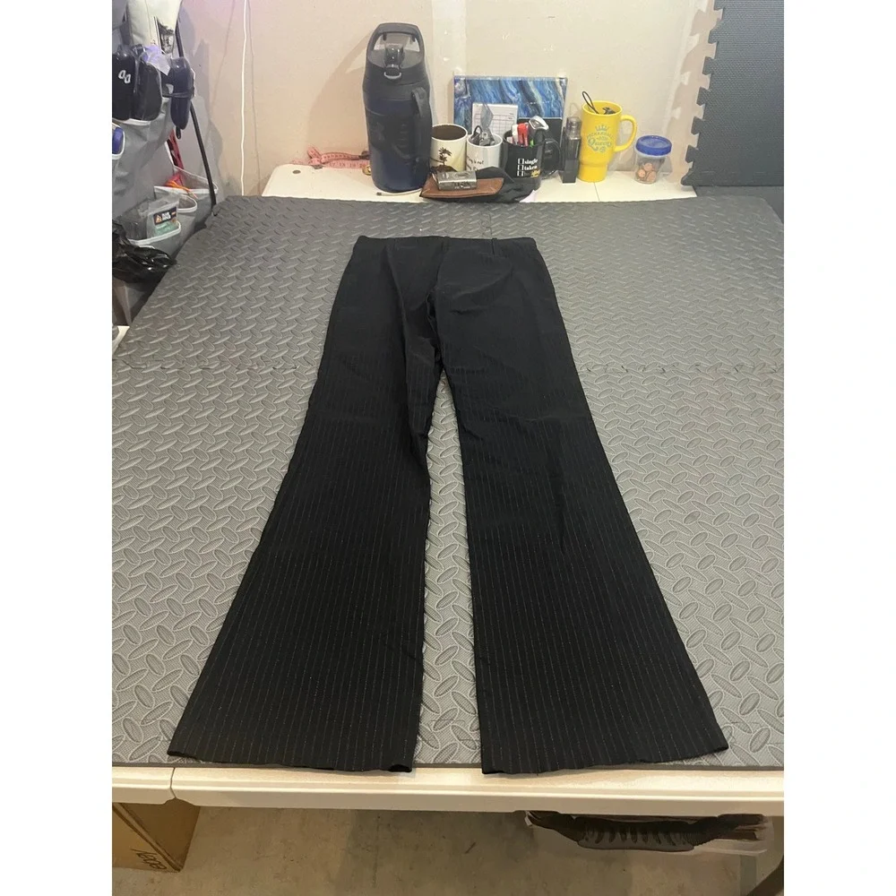 Wet Seal Pinstripe Flare Pants Womens 5 Black Hook Eye Closure Y2K Vintage